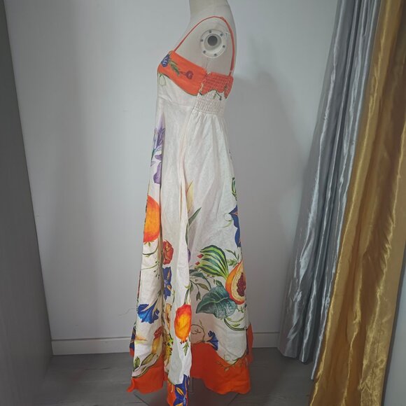 Alemais Erames floral pattern square-necked linen halter dress - Picture 3 of 12